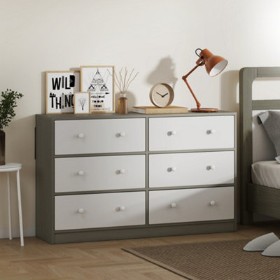 Homcom Chest Of Drawers6 Drawer Dresser For BedroomWhite And Grey from B&Q
