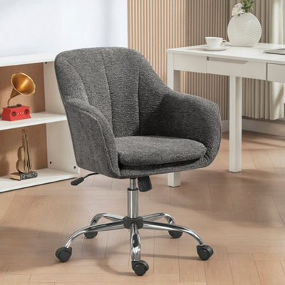 Homcom Modern Snow Flannel Office Desk Chair For BedroomLiving RoomGrey from B&Q