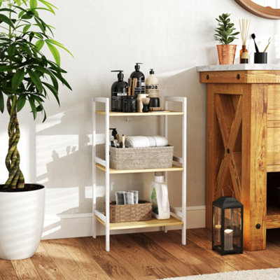 B&Q -  3-Tier Bamboo Bathroom Storage Shelf With Adjustable RackWhite
