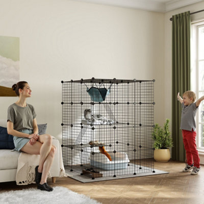 PawHut 4 Tier Indoor Cat House Black - Image 3