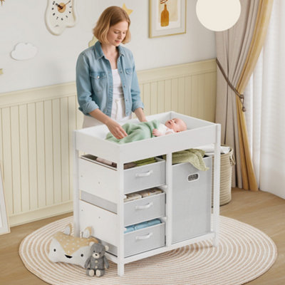 B&Q -  Baby Changing Unit With 4 DrawersDiaper Changing TableWhite