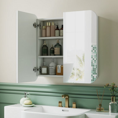 Homcom Arched Bathroom Mirror CabinetWall Mounted Mirrored Cabinet from B&Q
