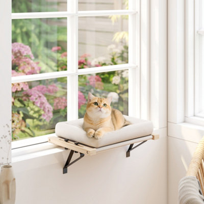 Pawhut Cat Radiator Bed, Adjustable Hanging Cat Hammock With Cushion, Cream