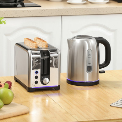 Homcom Black 1.7L 3000W Rapid Boil Jug Kettle And 2-Slice Toaster Set, - Sliver - Image 9