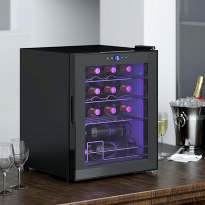 B&Q -  16 Bottle Wine Cooler With Adjustable Temperature ControlBlack