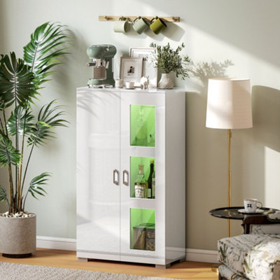 B&Q -  Display Cabinet With Glass ShelvesSideboard For Living RoomWhite