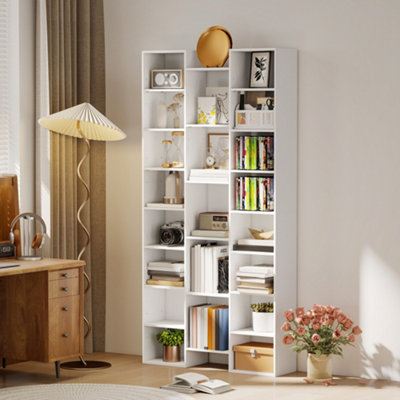 HOMCOM Bookshelf White 21 Compartments 10 Adjustable Shelves - Image 9