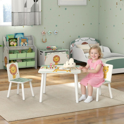 B&Q -  3-Piece Kids Table With 2 Chairs Set For BedroomNurseryGreen