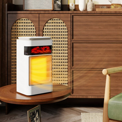 Homcom White Electric Fan Heater With Timer And Adjustable Thermostat 1500W 15Cm - Image 11