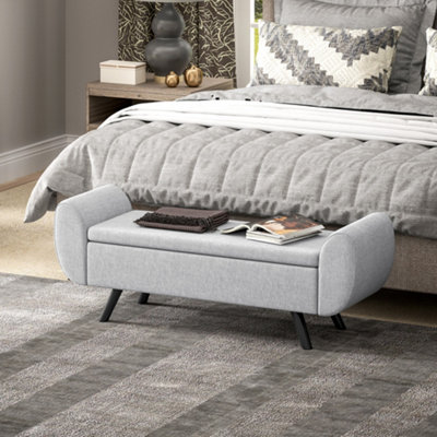 Homcom Storage Ottoman With ArmrestUpholstered Linen Storage Bench from B&Q