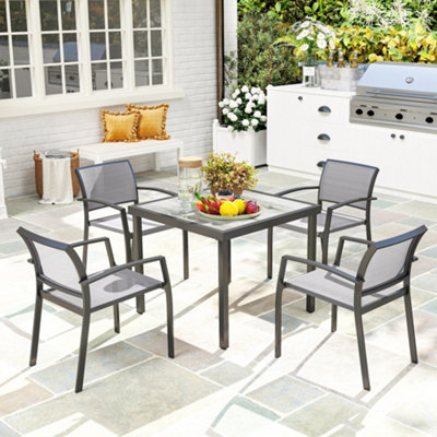 Outsunny Unisex Grey Piece Garden Furniture Set With 4 Stackable Armchairs, Size 5 - Image 9