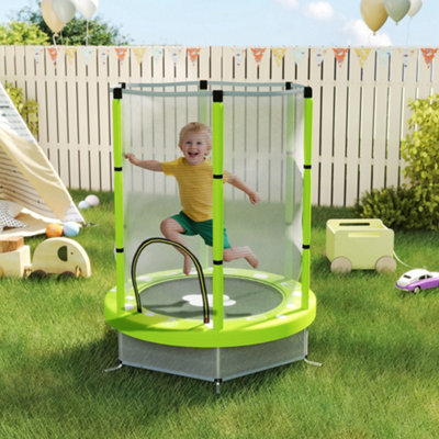 B&Q -  4.6Ft Kids Trampoline With Safety Enclosure NetGreen