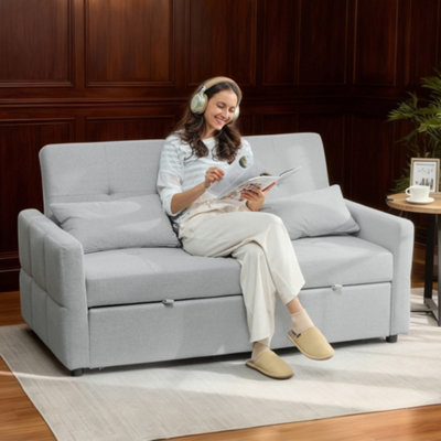 B&Q -  2 Seater Sofa BedConvertible Pull Out Bed SetteeLight Grey
