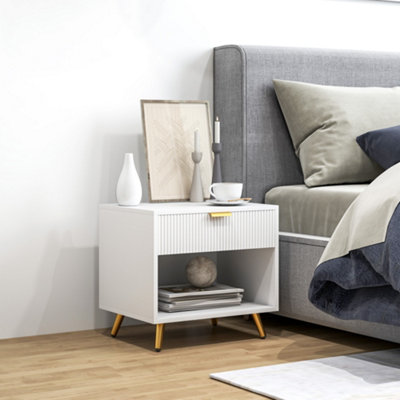 Portland Single Drawer White Bedside Table - Image 5