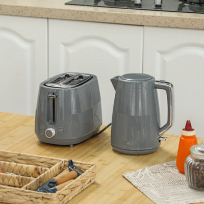 B&Q -  1.7L Fast Boil Electric Kettle And 2 Slice Water Toaster SetGrey