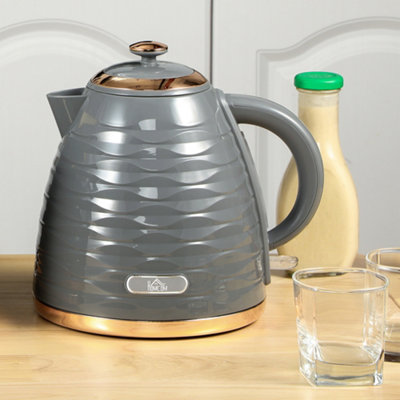 Homcom Electric Kettle, Fast Boil, 1.7L, 3Kw, Swivel, Grey Ripple - Image 10