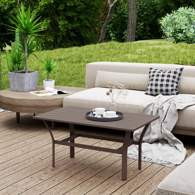 Outsunny Metal Garden Coffee Table With Slatted TabletopBrown from B&Q
