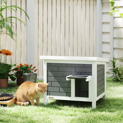 B&Q -  Outdoor Cat House Insulated Wooden Feral Cat Shelter W/ Openable Roof