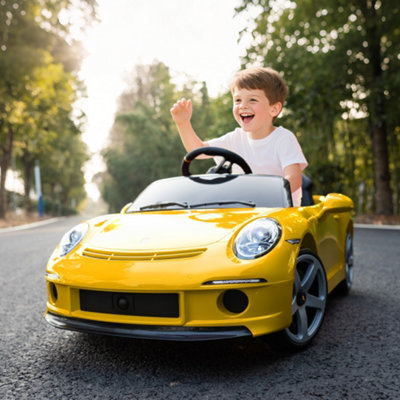 Aiyaplay Electric Car For Kids 12V Licensed Ruf Gt For 3-5 YearsYellow