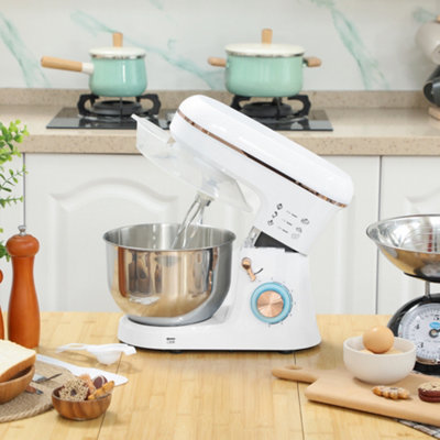 B&Q -  Electric Stand Mixer5L Food Mixer With Dough HookWhiskWhite