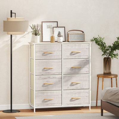 Homcom Fabric Chest Of Drawers8 Drawer Dresser For BedroomNatural Wood from B&Q