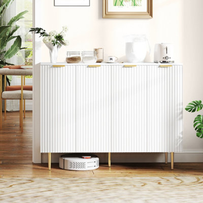 Homcom Sideboard Buffet Cabinet With Adjustable Shelves, White