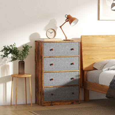 B&Q -  Chest Of Drawers4 Drawer Dresser For BedroomGrey And Rustic Brown