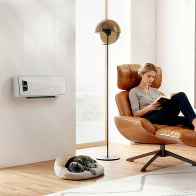 Homcom White 2000W Ceramic Electric Heater With Fan, Wall Heater,