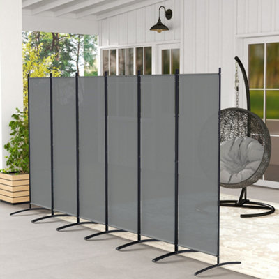 Outsunny Unisex Dark Grey 6 Panel Folding Room Divider, Portable Metal Partition Separator In - Image 2