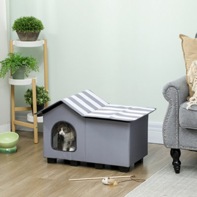 B&Q -  Outdoor Cat HouseFeral Cat Cave With Elevated BaseGrey