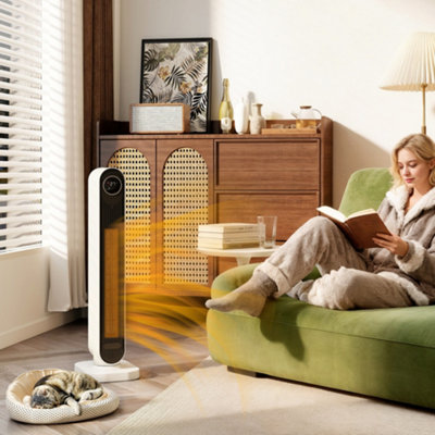 Homcom White Ceramic Electric Heater, 2000W Fan Space Heater,