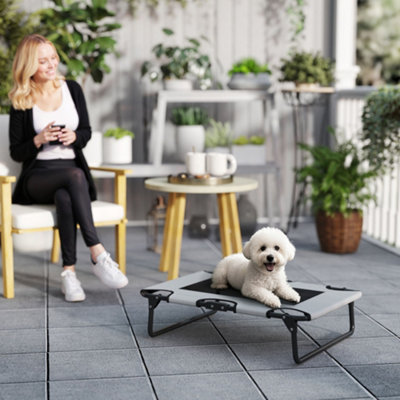 Pawhut Light/Grey Raised Dog Bed With Breathable Mesh For & Dogs, 18Cm