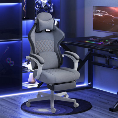 B&Q -  Printed Velvet Computer Recliner Chair With Adjustable HeightGrey