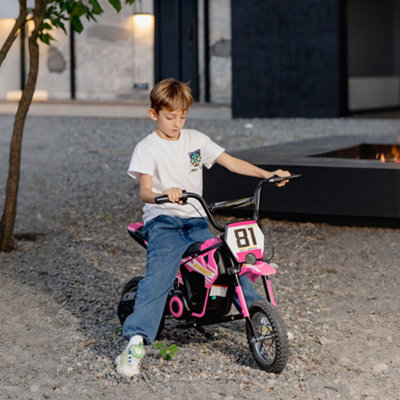 B&Q -  24V Battery Powered Ride On Motorcycle With Rear SuspensionPink