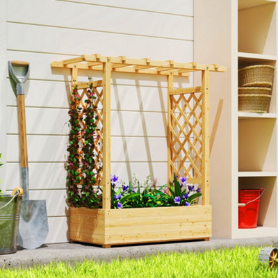 Outsunny Unisex Natural Raised Bed For Garden With Trellis, 110 X 44 X 113 Cm, - Image 4