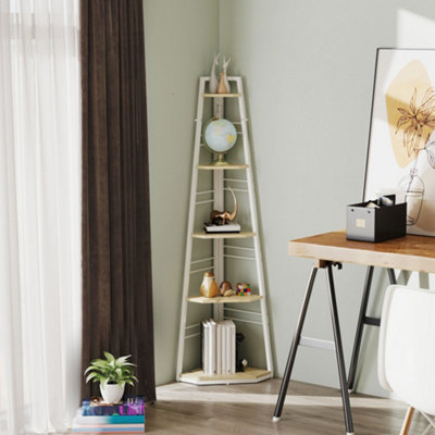Homcom 5-Tier Corner ShelfShelving Unit With Adjustable FeetNatural Wood from B&Q