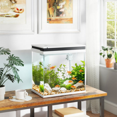 PawHut White LED Fish Tank 26L - Compact Aquarium with Filter System and Water Pump - Image 8