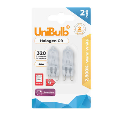 UniBulb 40W G9 Halogen Bulbs 320lm – Oven Safe Cabinet & Lamp Lighting 2pcs - Image 4