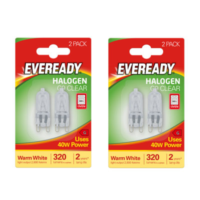 Eveready Halogen G9 Capsule 320Lm 40W 2800K (Warm White) Light BulbPack Of 4 from B&Q