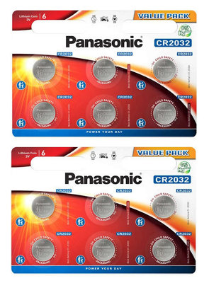 Panasonic Cr2032 Lithium Coin BatteriesPack Of 12 from B&Q
