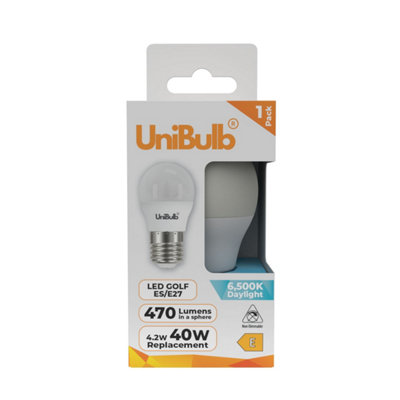 B&Q -  Led Golf Ball E27 (Es) 470Lm 4.2W (Replaces 40W) 6500K (Daylight) Light BulbPack Of 1
