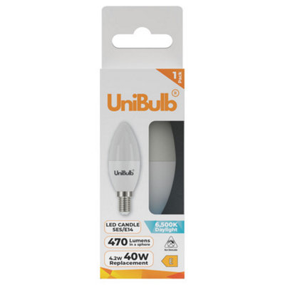 B&Q -  Led Candle E14 (Ses) 470Lm 4.2W (Replaces 40W) 6500K (Daylight) Light BulbPack Of 1