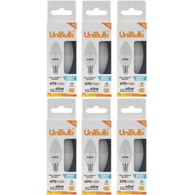 B&Q -  Led Candle E14 (Ses) 470Lm 4.2W (Replaces 40W) 6500K (Daylight) Light BulbPack Of 6
