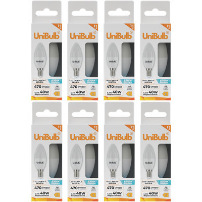 B&Q -  Led Candle E14 (Ses) 470Lm 4.2W (Replaces 40W) 6500K (Daylight) Light BulbPack Of 8