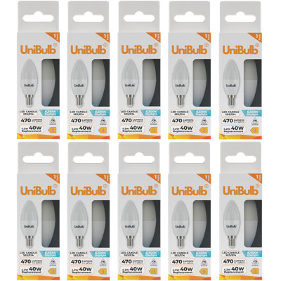 B&Q -  Led Candle E14 (Ses) 470Lm 4.2W (Replaces 40W) 6500K (Daylight) Light BulbPack Of 10