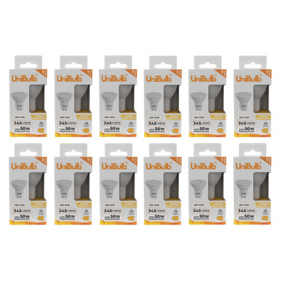 Unibulb Led Gu10 345Lm 3.6W (Replaces 50W) 3000K (Warm White) Spotlight Downlight Light BulbPack Of 12 from B&Q