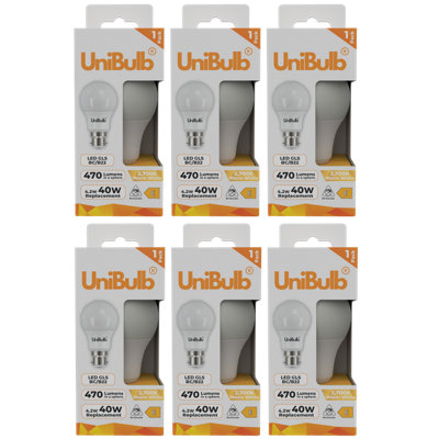 B&Q -  Led Gls B22 (Bc) 470Lm 4.2W (Replaces 40W) 2700K (Warm White) Light BulbPack Of 6