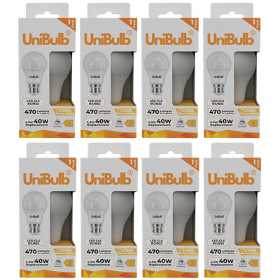B&Q -  Led Gls B22 (Bc) 470Lm 4.2W (Replaces 40W) 2700K (Warm White) Light BulbPack Of 8