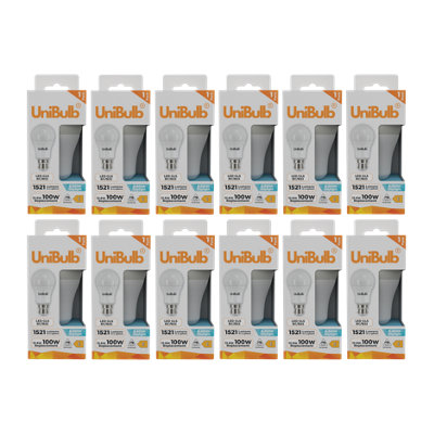 Unibulb Led Gls B22 Bayonet Cap (Bc) 1521Lm 12.6W (Replaces 100W) 6500K (Daylight) Light BulbPack Of 12 from B&Q