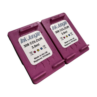 B&Q - 2X  308 Colour Refilled Ink Cartridges
